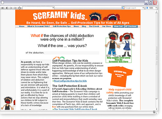 screaminkids website design